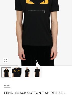Fendi Black Short-Sleeve Tee with Yellow Eyes Graphic